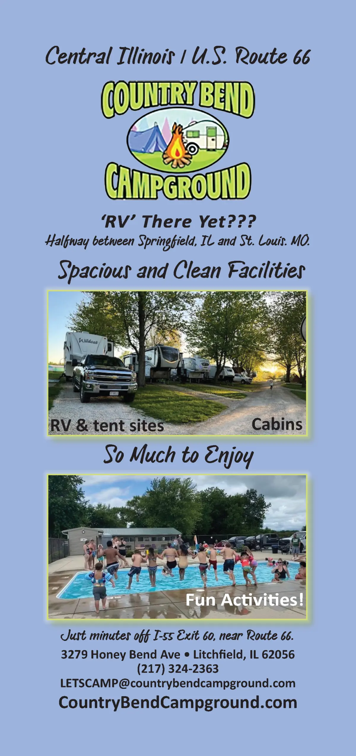 Country Bend Campground rack card front panel